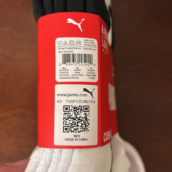 Puma 6 Pairs Low Cut Cushioned Socks Sz 8-12 - Picture 5 of 5